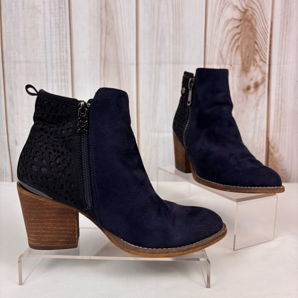 Xti Territory Ankle Boots Suede Chunky Western Casual Booties Blue Sz 36/5.5 - Picture 2 of 15